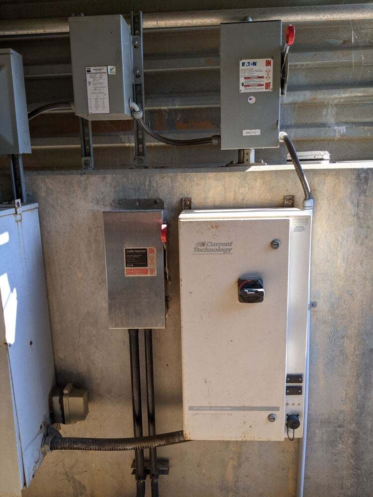 Control panels inside a lift station enclosure