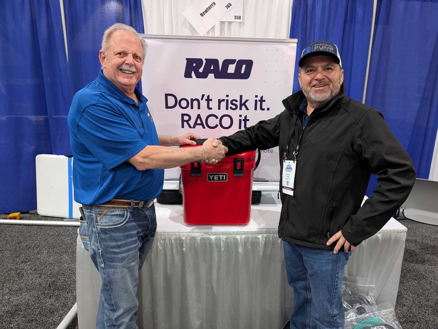 Handshake at the RACO trade show booth